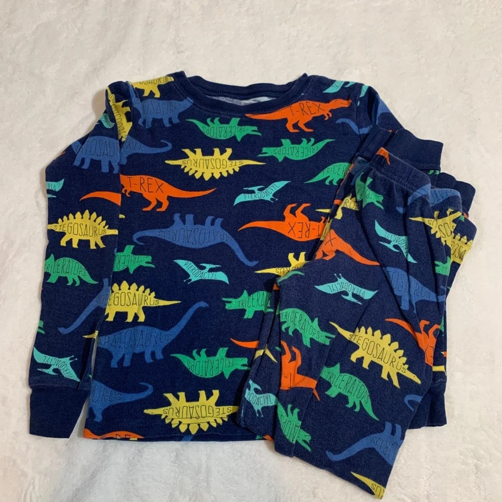 5/$25 Carter's Kids Dinosaur Pajamas Size 8 Long‎ Sleeve Top Pants Set Blue